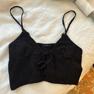 INDAH tie front black tank